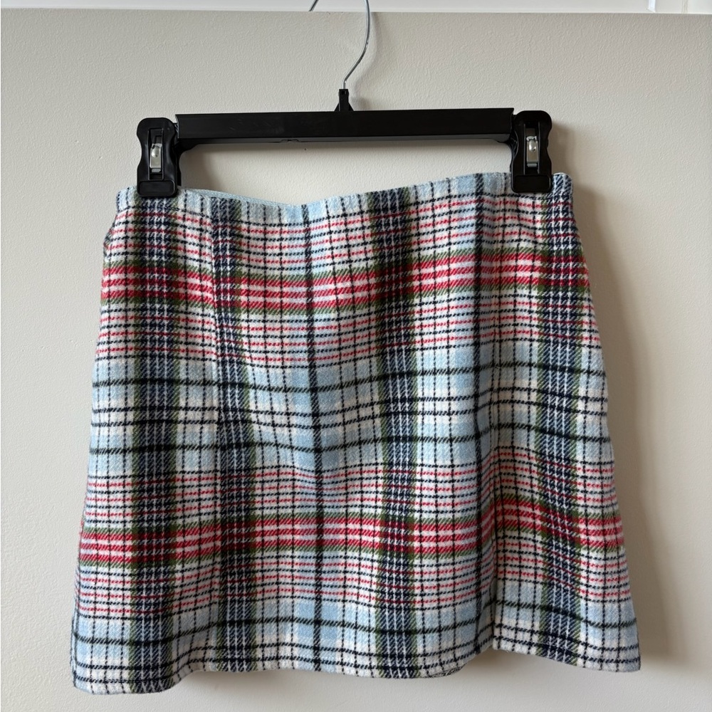 Chic Plaid Mini Skirt - Blue and Red